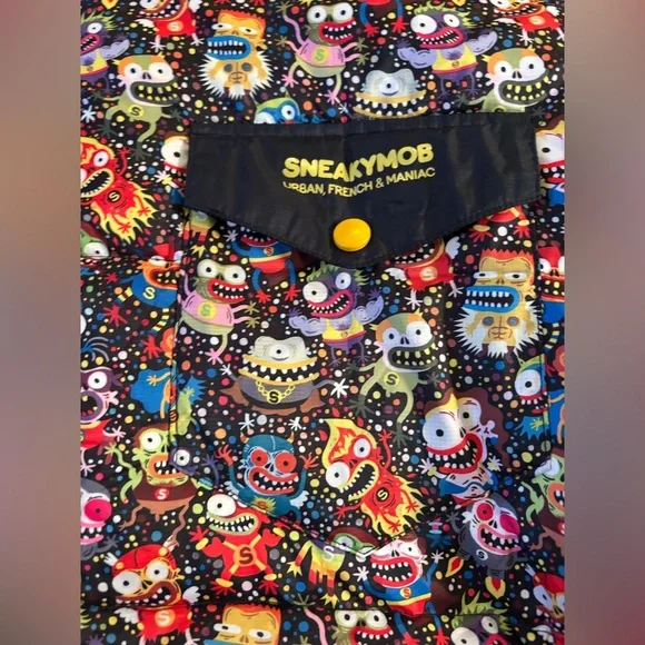 Sneaky Mob “Urban, French & Maniac” • Statement Art Puffer Jacket • Women’s XL - Picture 6 of 12